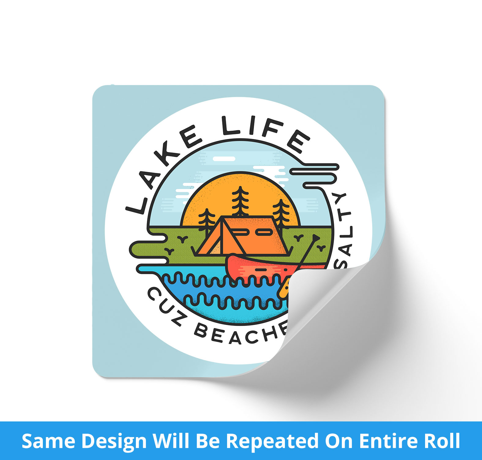 3 inch Square Gloss Laminated Roll Labels with Rounded Corners
