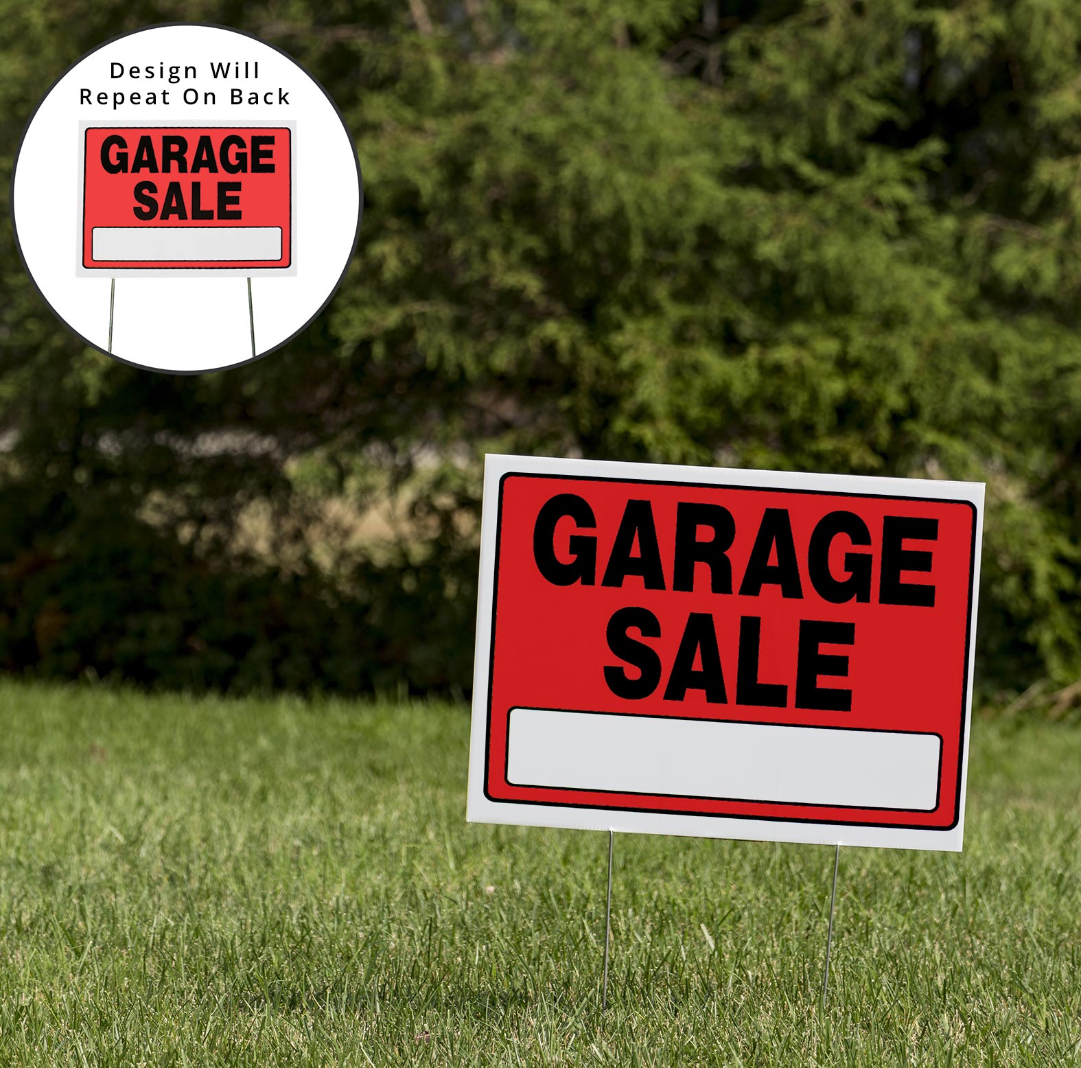 Double Sided Print Yard Sign - 18 inch x 24 inch with Stakes