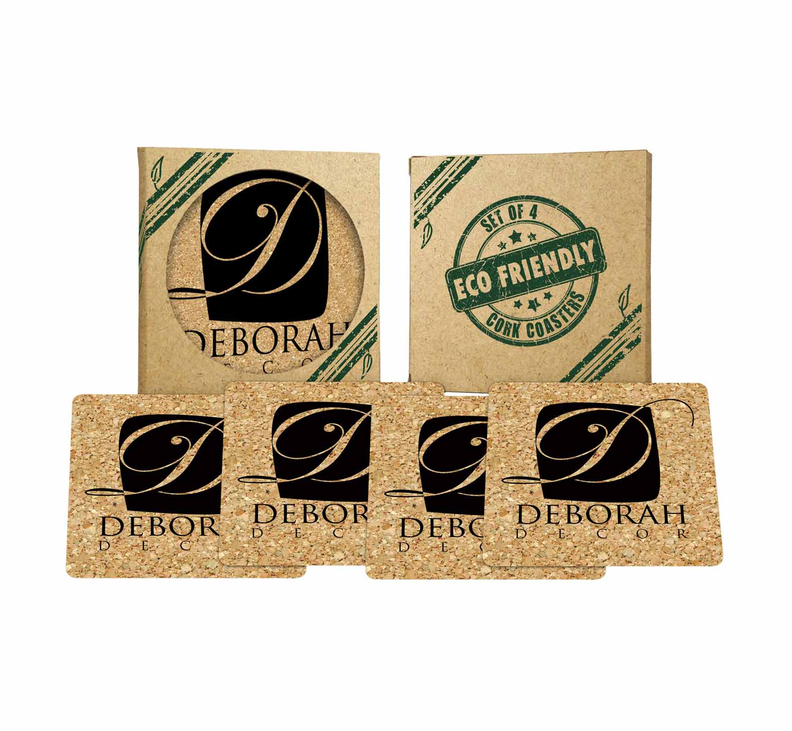 Americanna Square Cork Coaster Set of 4
