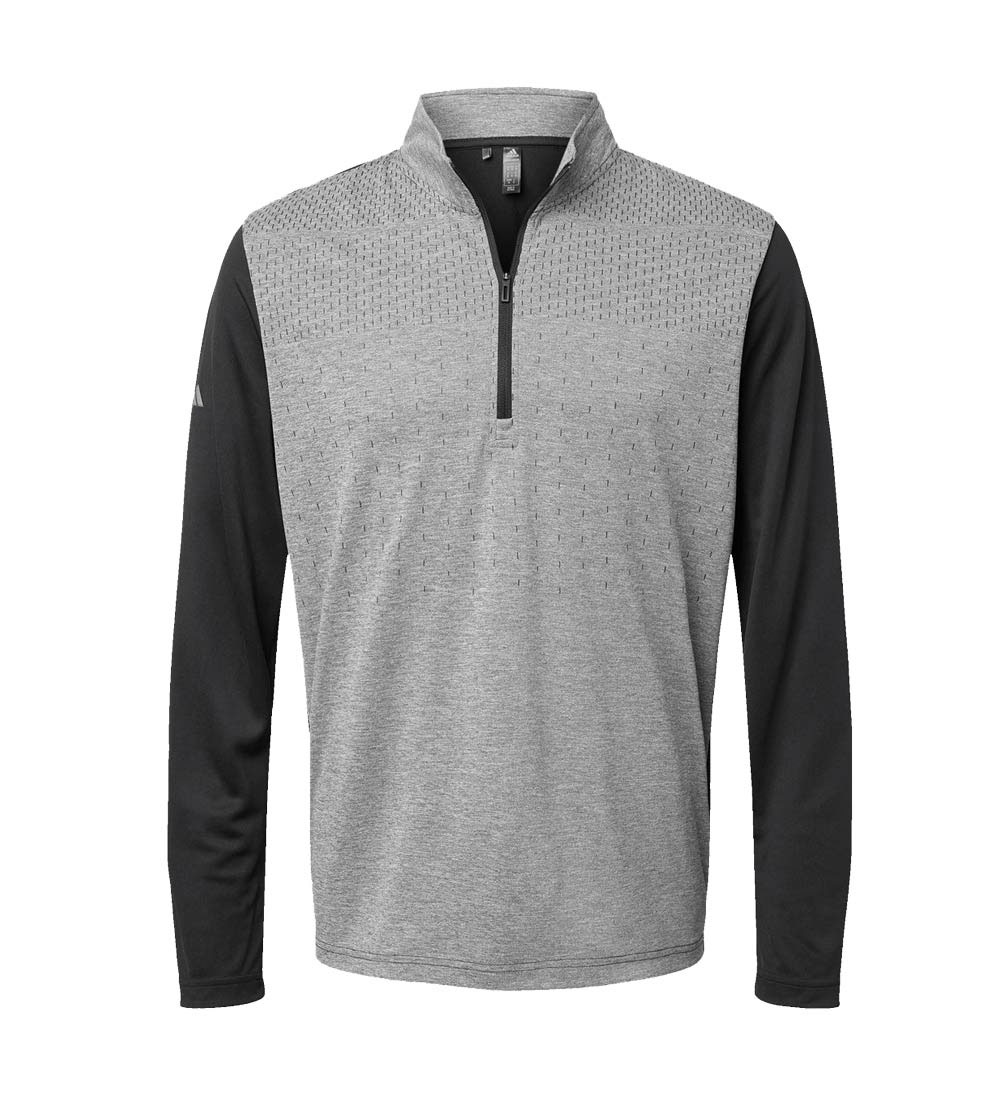Adidas Mens Heather Block Print Quarter-Zip Pullover