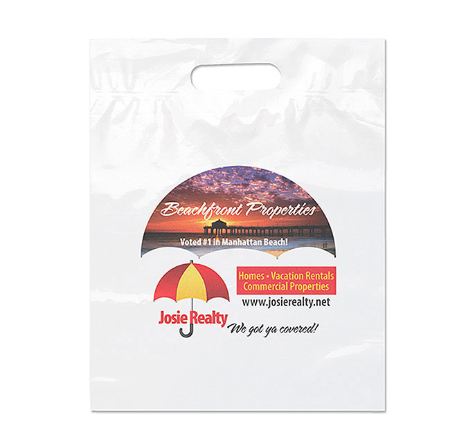 Full Color Die Cut Handle Plastic Bags 12 x 15