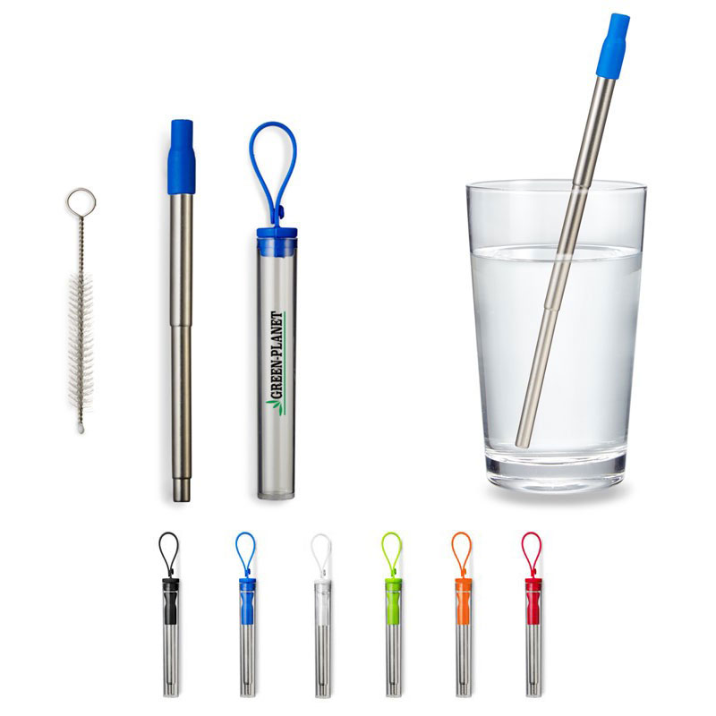 Prime Line Festival Telescopic Reusable Drinking Straw Kit