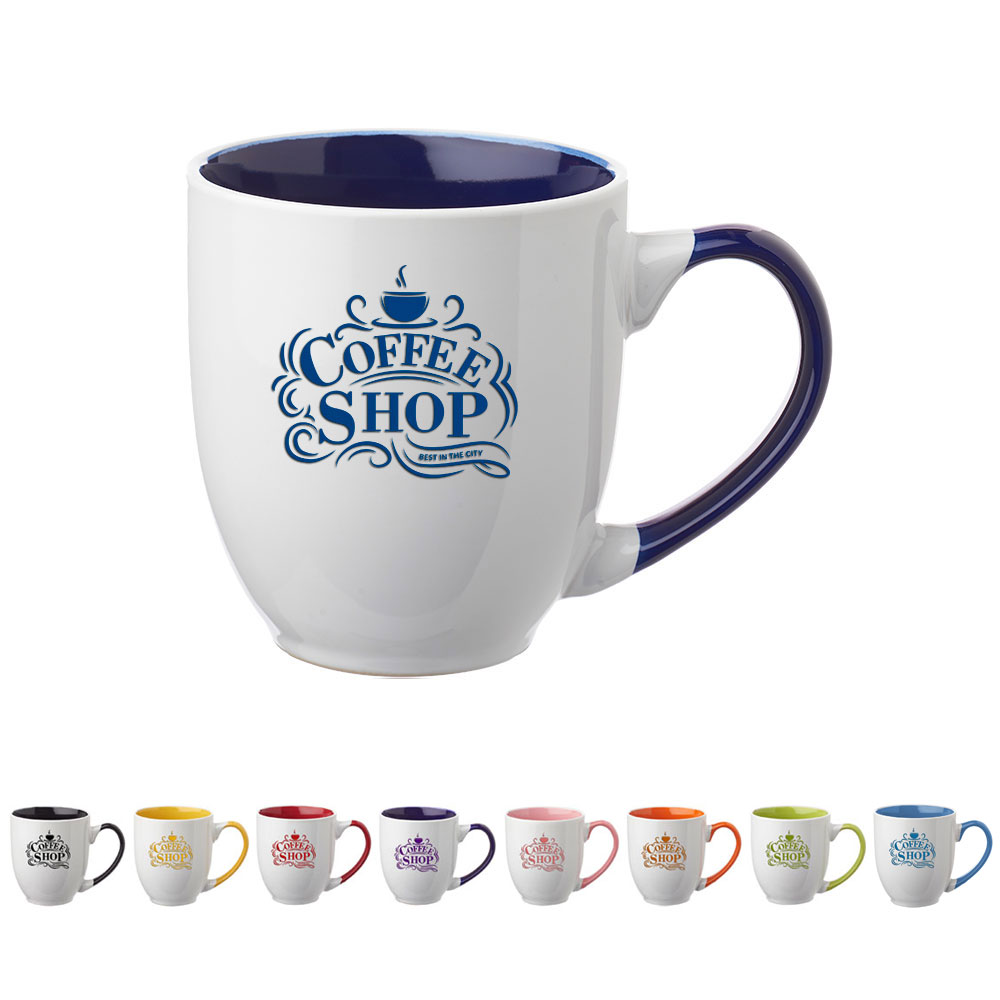 BelPromo 16 oz Two-Tone Personalized Bistro Mugs