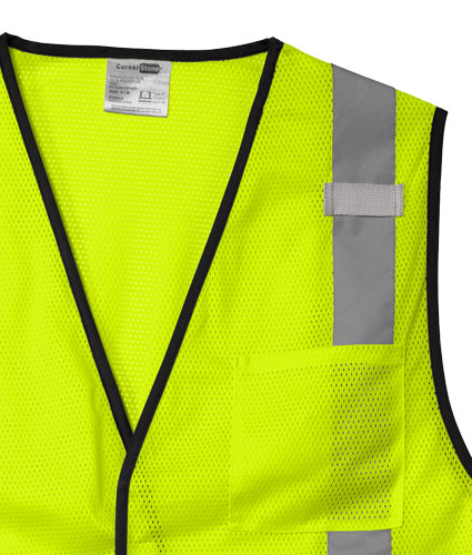 CornerStone Mens ANSI 107 Class 2 Economy Mesh One-Pocket Vest