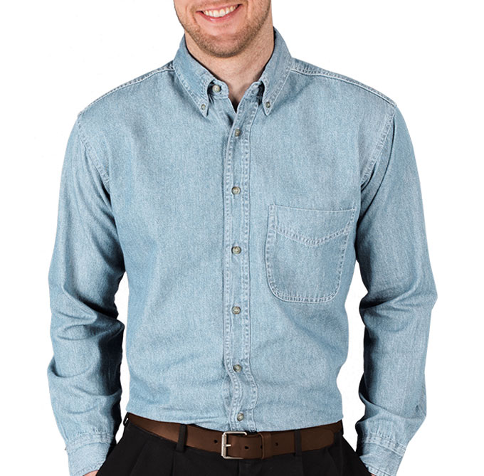 Blue Generation Mens Long Sleeve 100 Cotton Denim Shirt