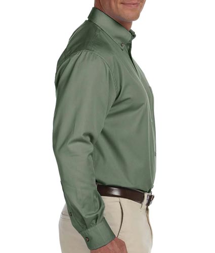 Harriton Mens Easy Blend Long-Sleeve with Stain-Release