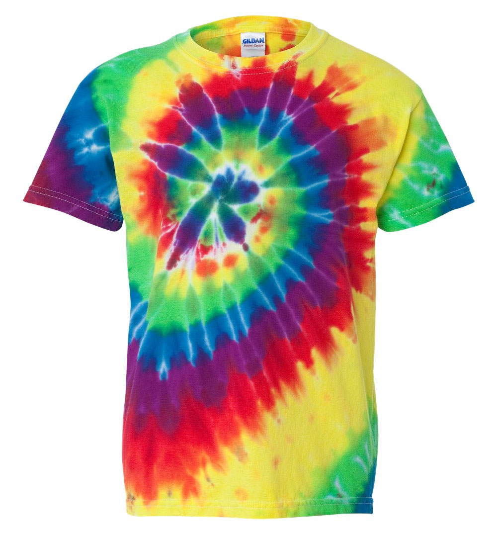 Dyenomite Youth Multi-Color Spiral Tie-Dyed T-Shirt