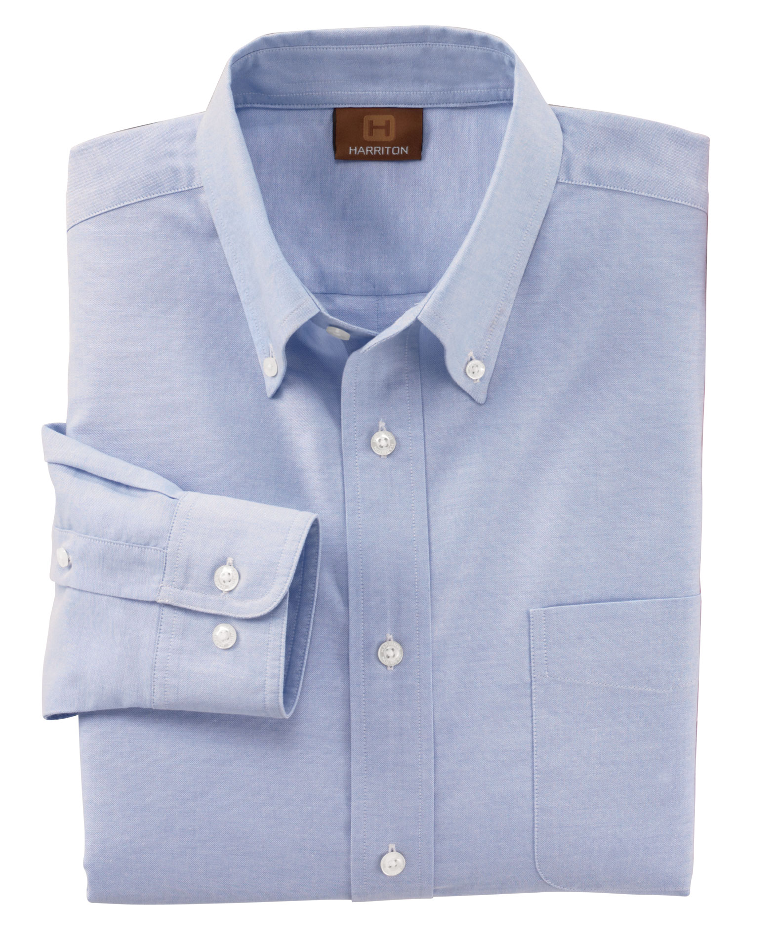 Harriton Mens Long Sleeve Oxford with Stain-Release
