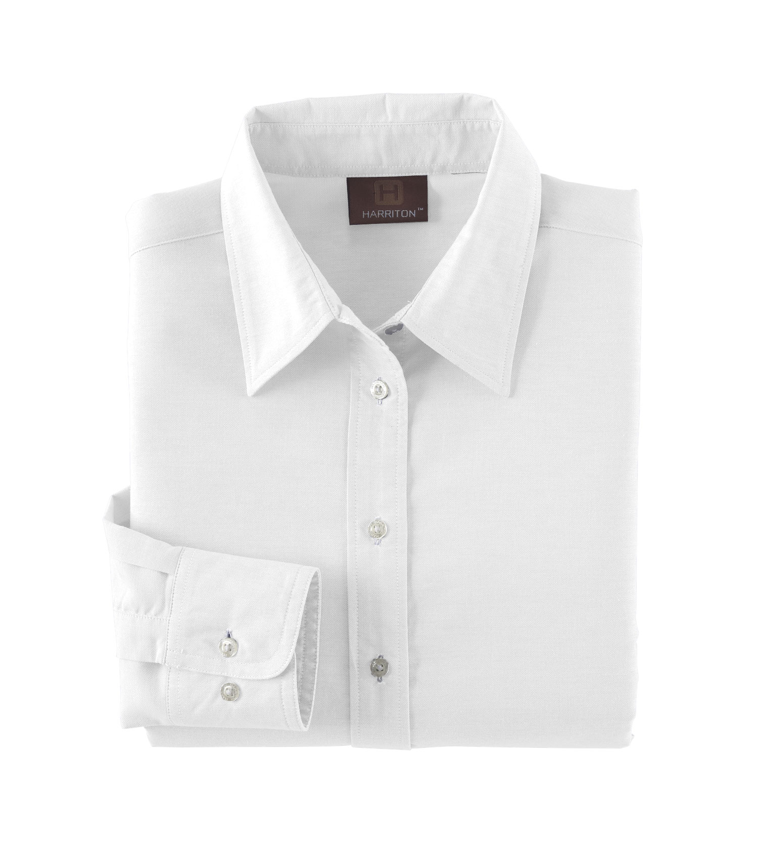 Harriton Ladies Long Sleeve Oxford with Stain-Release