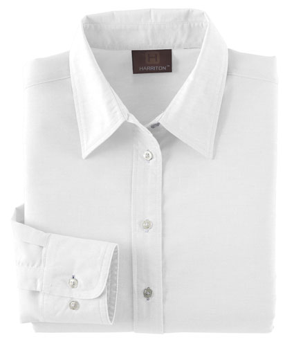 Harriton Ladies Long Sleeve Oxford with Stain-Release