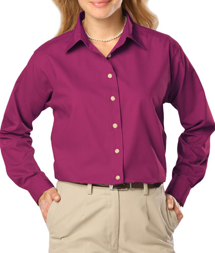 Blue Generation Ladies Long Sleeve Superblend Poplin Shirt
