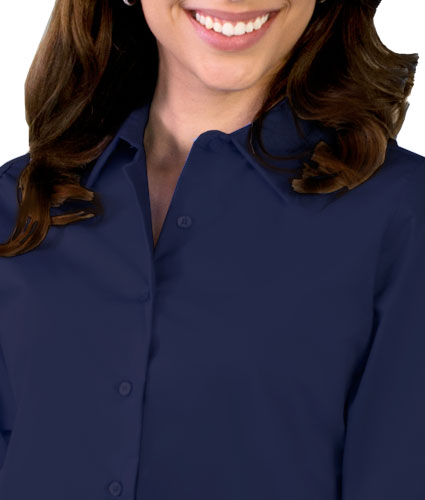 Blue Generation Ladies 34 Sleeve Stretch Poplin Blouse