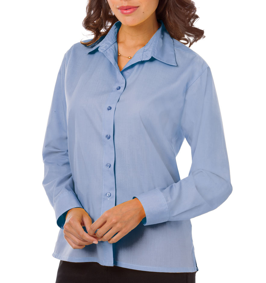 Blue Generation Ladies Long Sleeve Value Poplin Shirt 