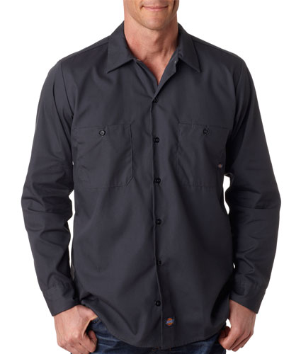 Dickies Mens Long-Sleeve Industrial Poplin Work Shirts