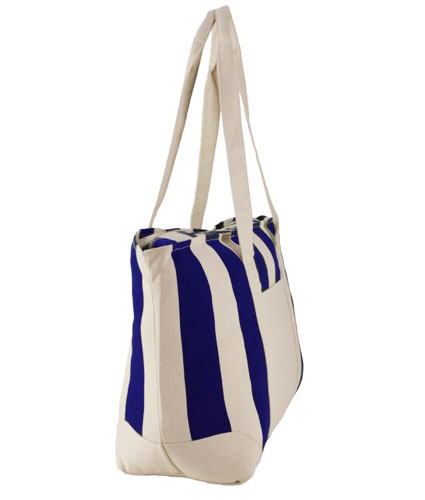 Gemline Large Striped Canvas Tote