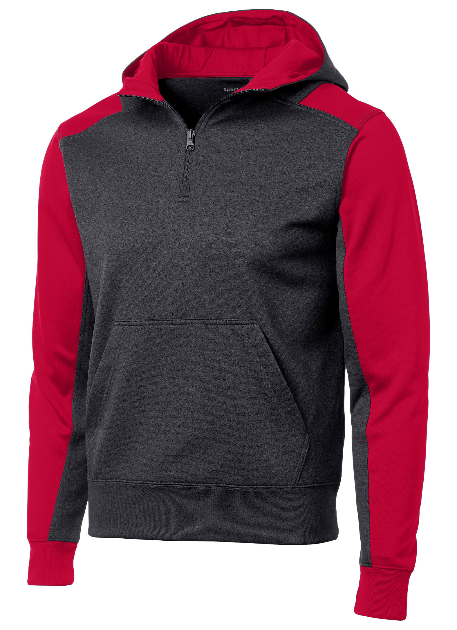 Sport-Tek Mens Colorblock Tech Fleece 14-Zip Hooded Sweatshirt