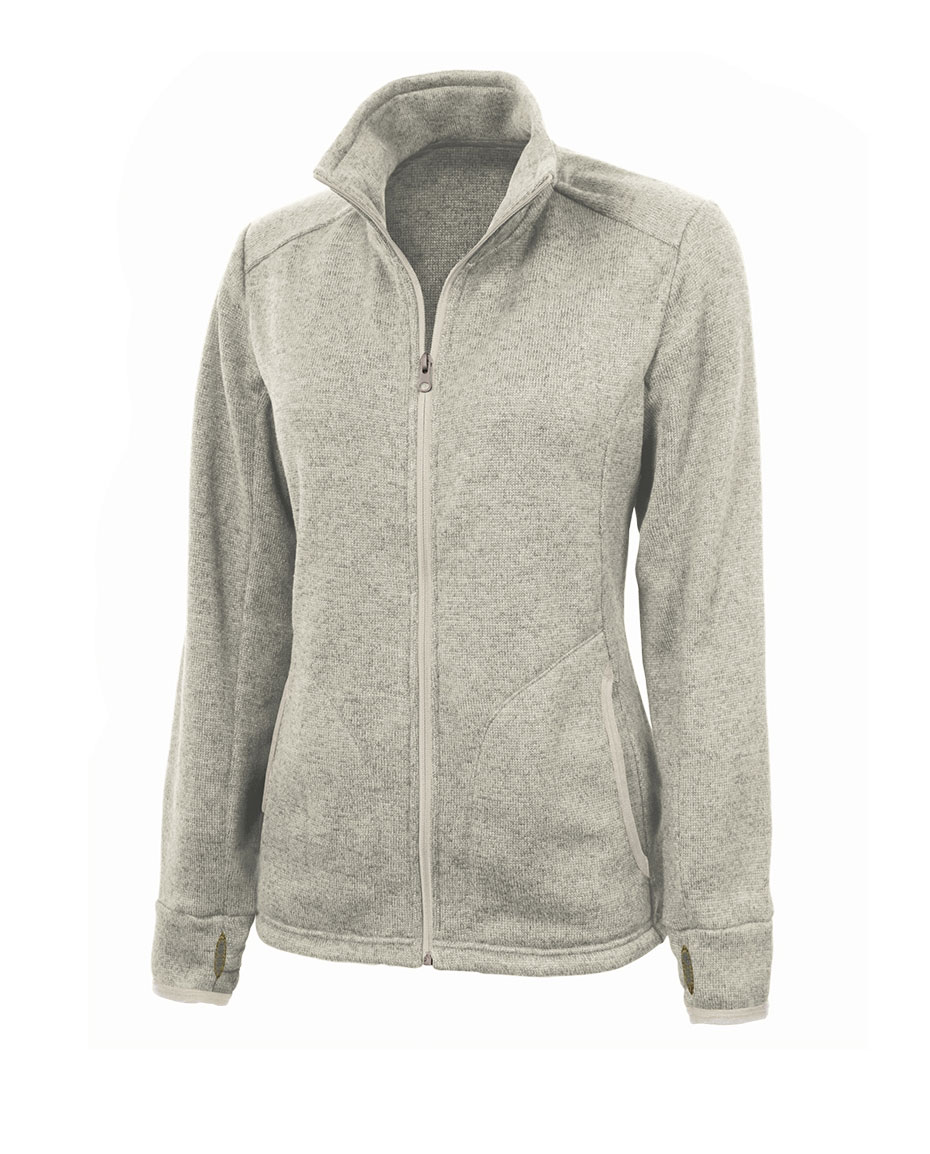 Charles River Womens Heathered Fleece Sweater Jacket
