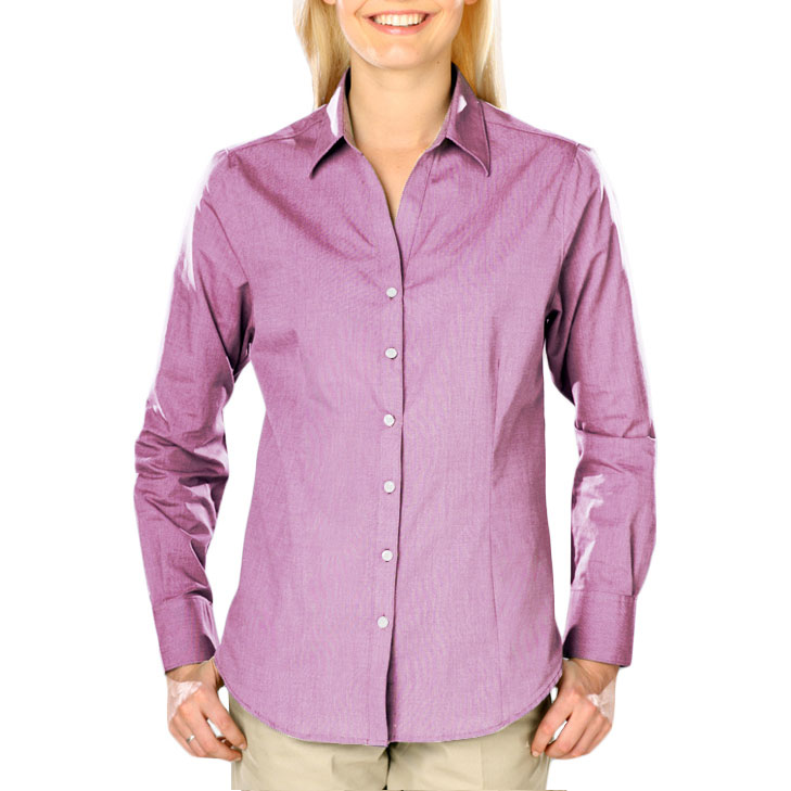 Blue Generation Ladies Heathered Crossweave Dress Shirt