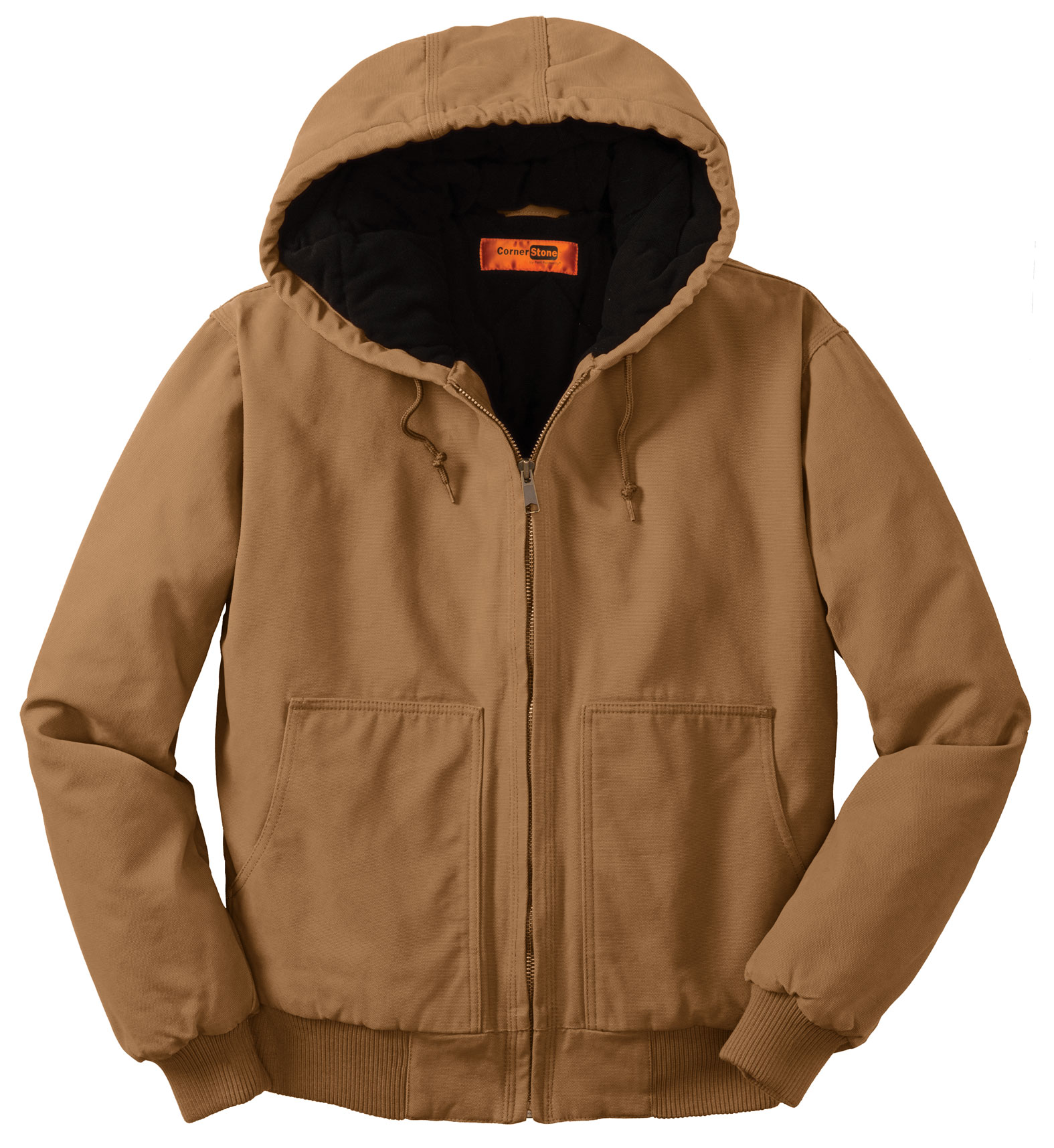 CornerStone Mens Washed Duck Cloth Insulated Hooded Work Jacket
