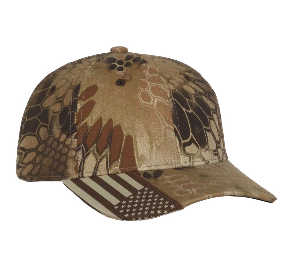 Outdoor Cap Camo Hat with Flag Accent