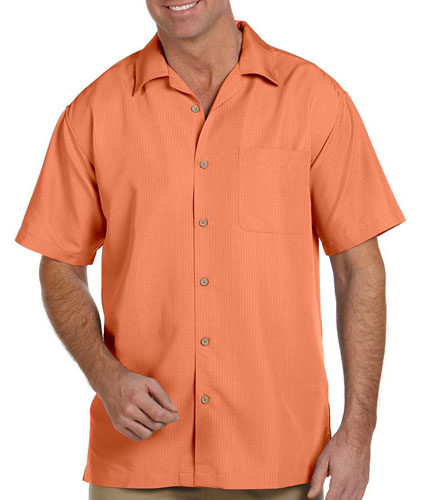 Harriton Mens Barbados Textured Camp Shirt