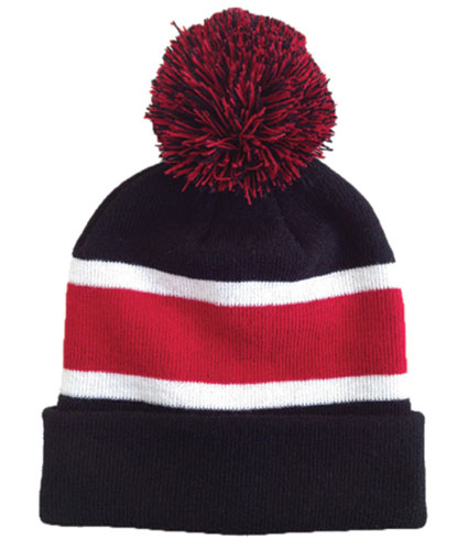 Apollo Striped Beanie with Pom