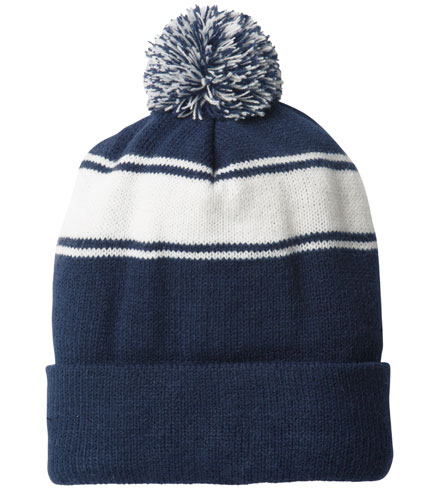 Sport-Tek Stripe Pom Pom Beanie