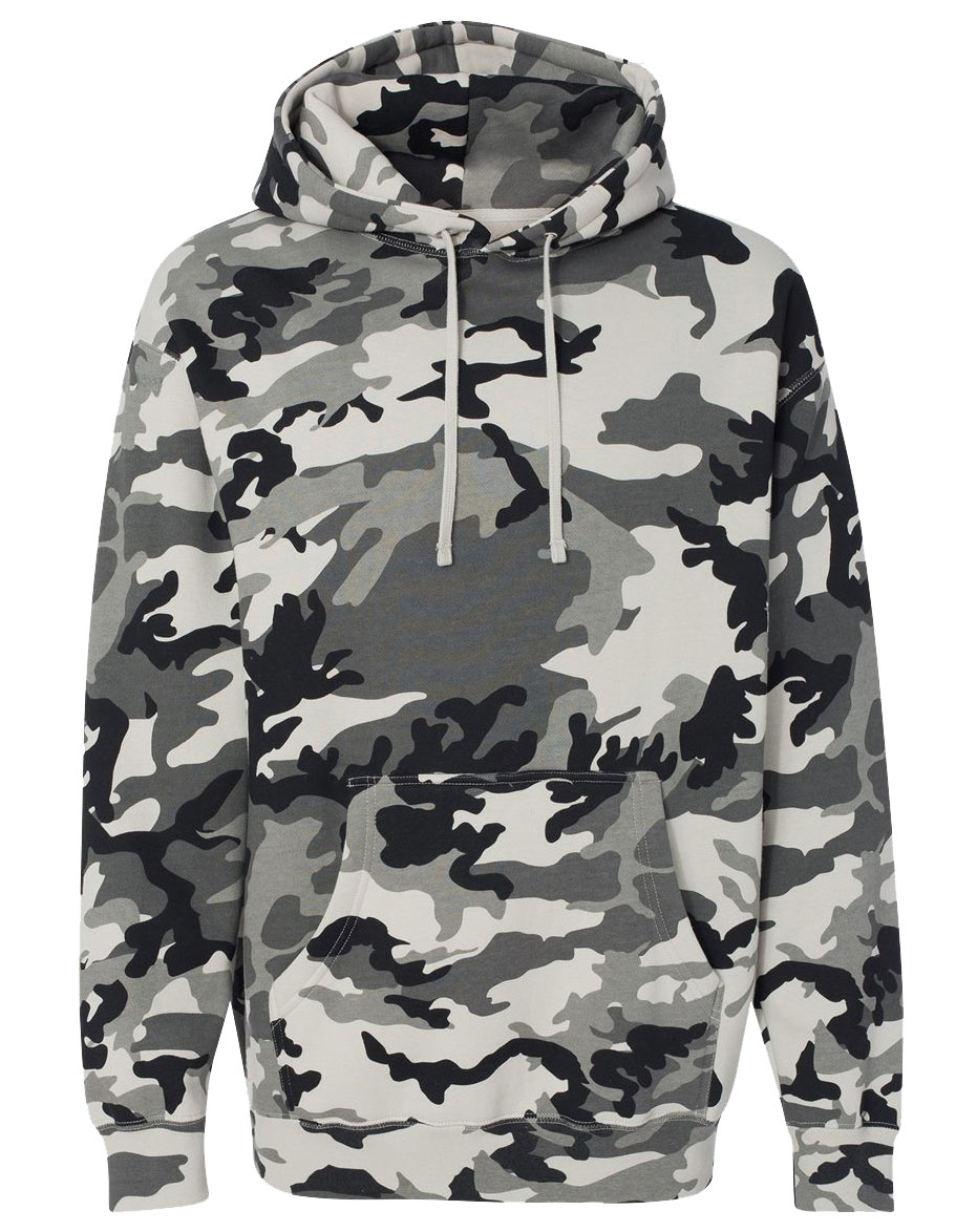 Independent Trading Co. Adult Hooded Camo Pullover Sweatshirt