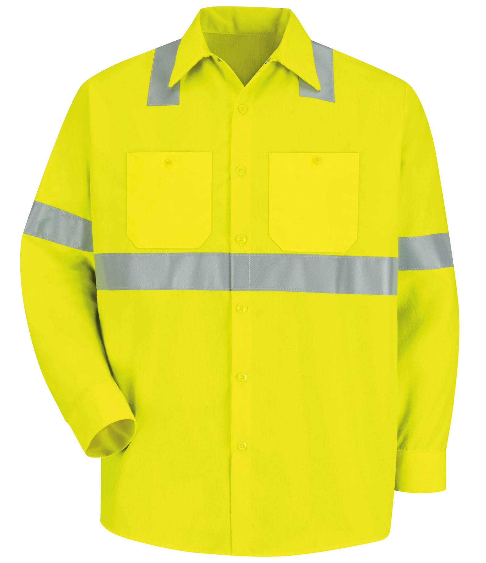 Red Kap Mens Long-Sleeve Hi-Vis Shirt with Reflective Striping  