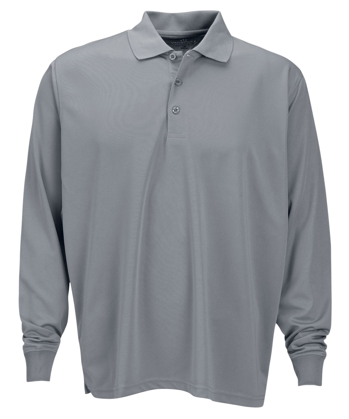 Vantage Mens Vansport Omega Long Sleeve Solid Mesh Tech Polo