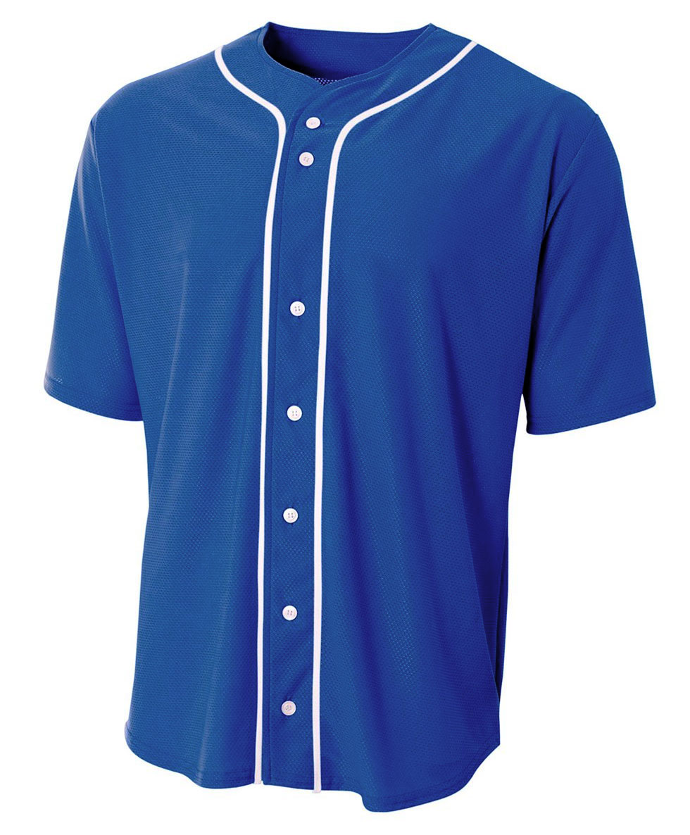 A4 Adult Short Sleeve Full Button Baseball Top