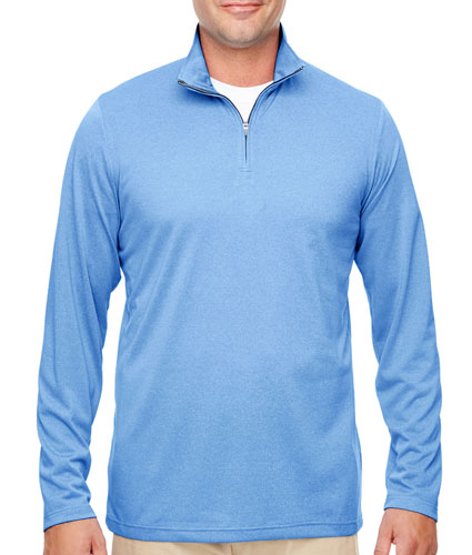 UltraClub Mens Cool  Dry Heathered Performance Quarter-Zip