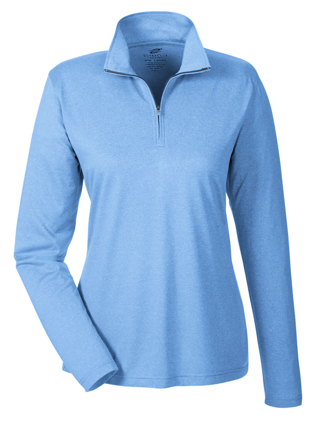 UltraClub Ladies Cool  Dry Heathered Performance Quarter-Zip