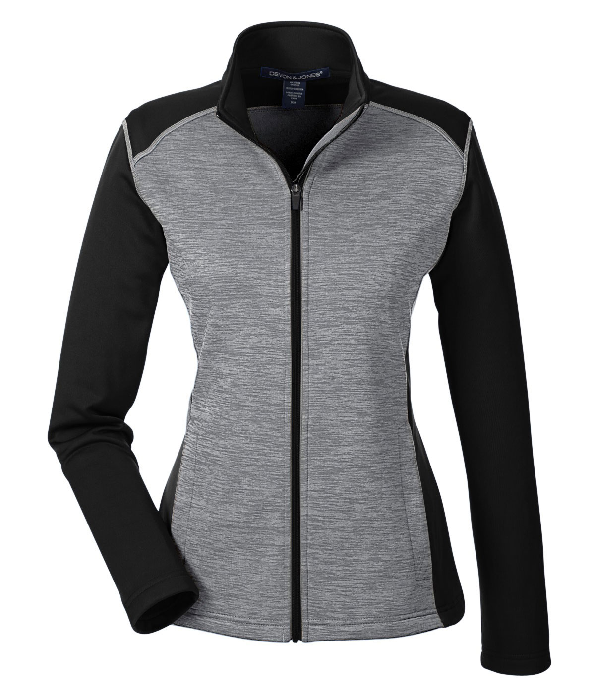Devon  Jones Ladies Newbury Colorblock Mlange Fleece Full-Zip