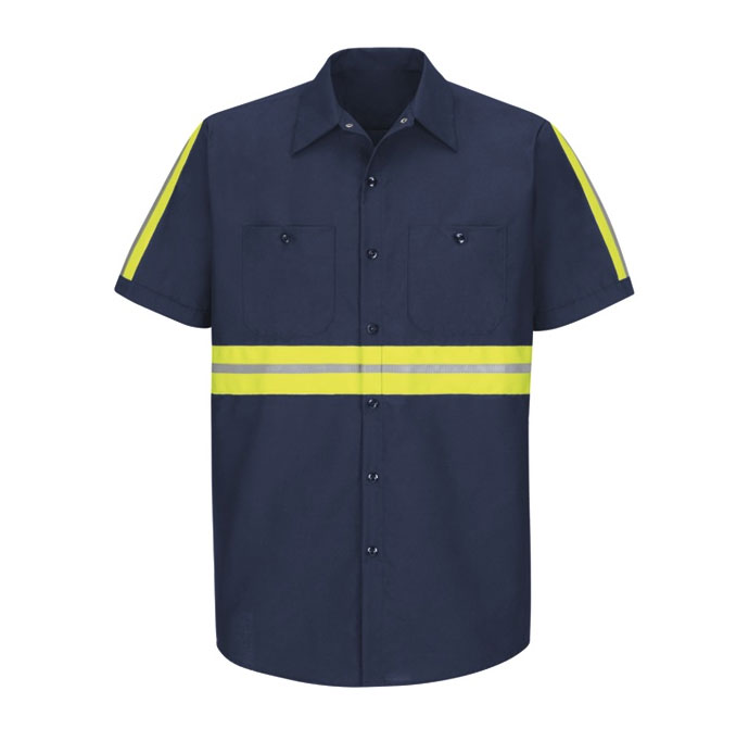 Red Kap Mens Enhanced Visibility Industrial Work Shirt