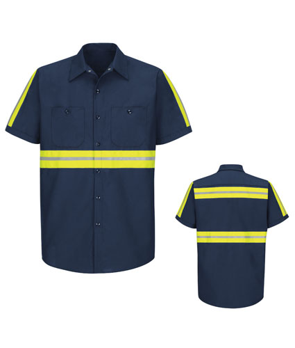 Red Kap Mens Enhanced Visibility Industrial Work Shirt