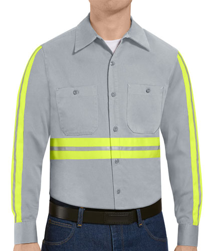 Red Kap Mens Enhanced Visibility LS Industrial Work Shirt