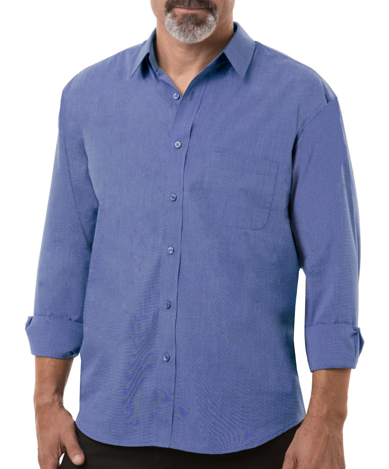 Blue Generation Mens Long-Sleeve Untucked Crossweave Shirt
